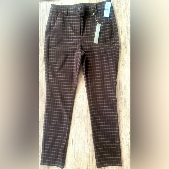 LOFT Pants - Loft Petites Brown Plaid High Waist Skinny Pants Size 2P